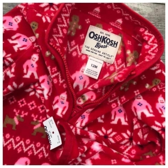 NWT Oshkosh B'gosh Holiday Christmas Fleece Pullover Top 12 Months Baby Boy Girl - Picture 4 of 4